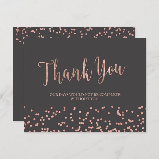 ばら色の金ゴールドのサンキューカード サンキューカード (正面/裏面)