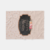 ばら色の金ゴールドのシェブロンの水玉模様|のモノグラムのな花柄 フリースブランケット (正面(横))