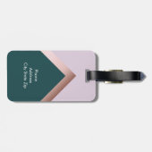ばら色の金ゴールドのティール（緑がかった色）および紫色の幾何学的設計 ラゲッジタグ (裏面横)