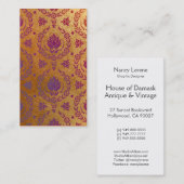 ばら色の金ゴールドのデイジーのダマスク織、ブラシをかけられた金属及び紫色 名刺 (正面/裏面)