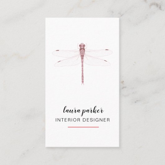 ばら色の金ゴールドのトンボ創造的なデザイナー自然の白 名刺 (正面)