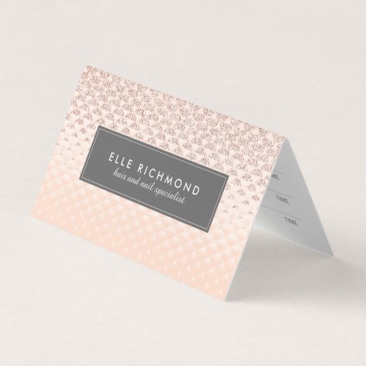 ばら色の金ゴールドのネイルおよびヘアーサロンのアポイントメントカード 名刺 (正面)