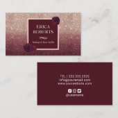 ばら色の金ゴールドのバーガンディのグラデーションなメーキャップアーティストのヘアーサロン 名刺 (正面/裏面)