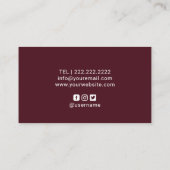 ばら色の金ゴールドのバーガンディのグラデーションなメーキャップアーティストのヘアーサロン 名刺 (裏面)