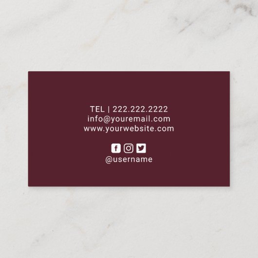 ばら色の金ゴールドのバーガンディのグラデーションなメーキャップアーティストのヘアーサロン 名刺 (裏面)