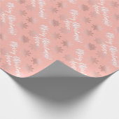 ばら色の金ゴールドのパーソナライズなクリスマスパターン ラッピングペーパー (角)