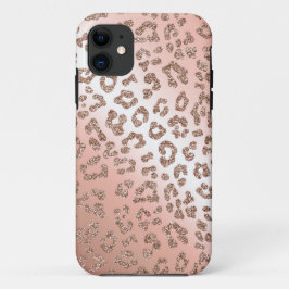 ばら色の金ゴールドのヒョウのプリントのグリッターの箱 iPhone 11 ケース