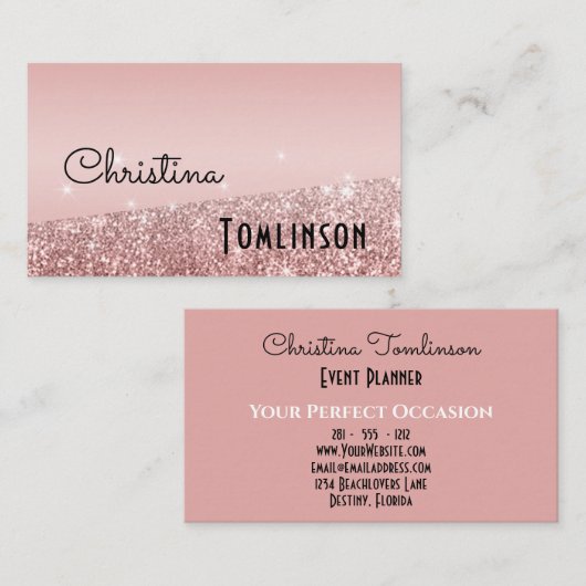ばら色の金ゴールドのピンクのグリッターの美しいのプロフェッショナルのモダン 名刺 (正面/裏面)