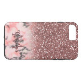 ばら色の金ゴールドのピンクのグリッター、パーソナライズな大理石 Case-Mate iPhoneケース (裏面(横))