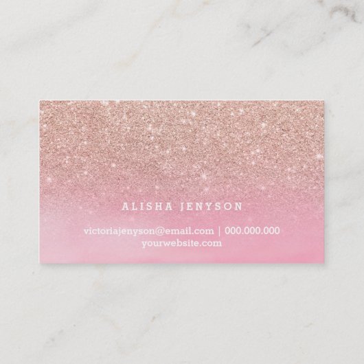 ばら色の金ゴールドのピンクの水彩画のタイポグラフィのロイヤリティ ロイヤリティカード (裏面)