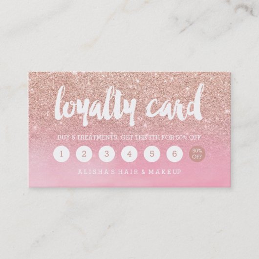 ばら色の金ゴールドのピンクの水彩画のタイポグラフィのロイヤリティ ロイヤリティカード (正面)