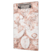 ばら色の金ゴールドのピンクの金属のグリッターの旧式な世界地図 クリップボード (左)