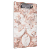 ばら色の金ゴールドのピンクの金属のグリッターの旧式な世界地図 クリップボード (右)