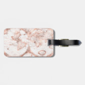 ばら色の金ゴールドのピンクの金属のグリッターの旧式な世界地図 ラゲッジタグ (裏面横)