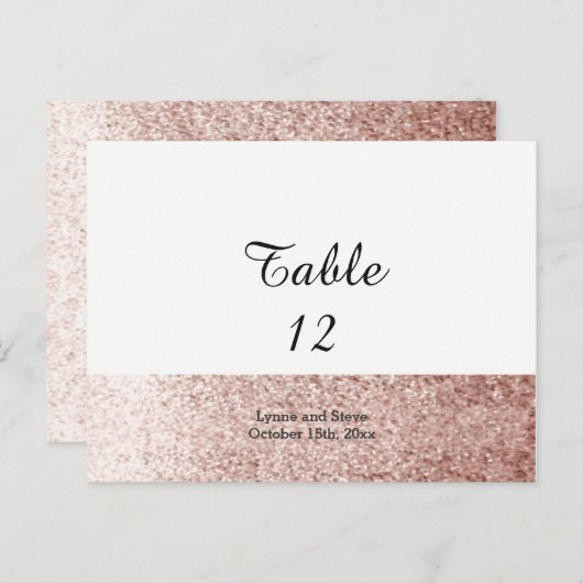 ばら色の金ゴールドのフェイクなグリッターのテーブルの座席カード ポストカード (正面/裏面)