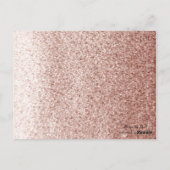 ばら色の金ゴールドのフェイクなグリッターのテーブルの座席カード ポストカード (裏面)