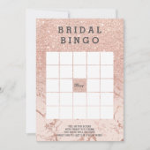 ばら色の金ゴールドのフェイクなグリッターのピンクの花嫁の大理石のビンゴ 招待状 (正面)