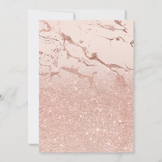 ばら色の金ゴールドのフェイクなグリッターのピンクの花嫁の大理石のビンゴ 招待状 (裏面)