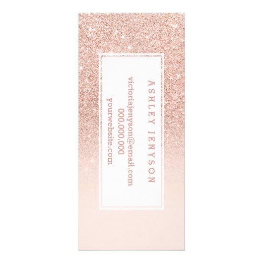 ばら色の金ゴールドのフェイクなグリッターのピンクグラデーションなビジネス詳細 ラックカード (裏面)