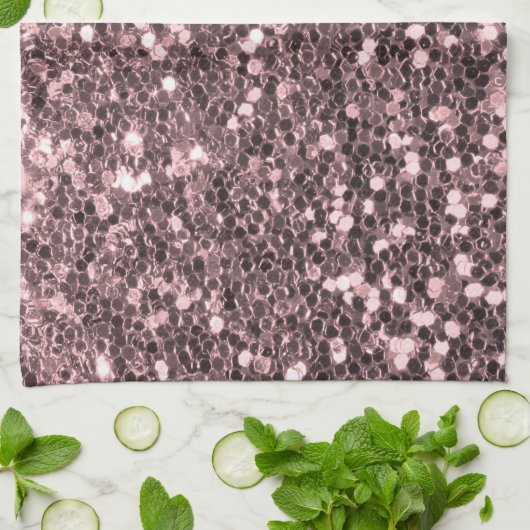 ばら色の金ゴールドのフェイクなグリッターの輝き キッチンタオル (折り畳み)