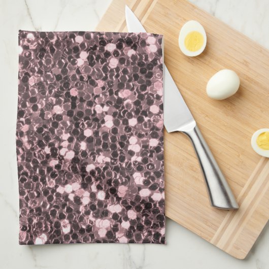 ばら色の金ゴールドのフェイクなグリッターの輝き キッチンタオル (四つ折り)