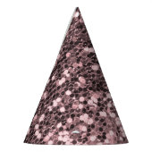 ばら色の金ゴールドのフェイクなグリッターの輝き パーティーハット (左)