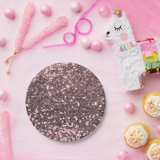 ばら色の金ゴールドのフェイクなグリッターの輝き ペーパープレート (パーティー)