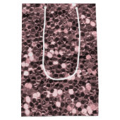 ばら色の金ゴールドのフェイクなグリッターの輝き ミディアムペーパーバッグ (裏面)