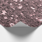 ばら色の金ゴールドのフェイクなグリッターの輝き ラッピングペーパー (角)