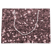 ばら色の金ゴールドのフェイクなグリッターの輝き ラージペーパーバッグ (正面)