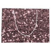 ばら色の金ゴールドのフェイクなグリッターの輝き ラージペーパーバッグ (裏面)