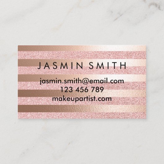 ばら色の金ゴールドのフェイクなGlitter&のばら色の金ゴールドホイルのネイル 名刺 (裏面)