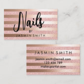 ばら色の金ゴールドのフェイクなGlitter&のばら色の金ゴールドホイルのネイル 名刺 (正面/裏面)