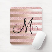 ばら色の金ゴールドのフェイクなGlitter&のばら色の金ゴールドホイルは縞で飾ります マウスパッド (マウス)