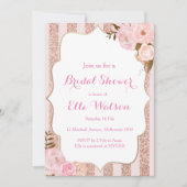 ばら色の金ゴールドのブライダルシャワーの招待状 招待状 (正面)