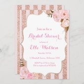 ばら色の金ゴールドのブライダルシャワーの招待状 招待状 (正面/裏面)