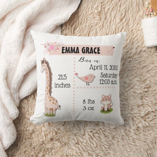 ばら色の金ゴールドのベビーの誕生Statsのジャングル動物の子供部屋 クッション (ブランケット)