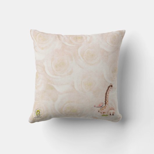 ばら色の金ゴールドのベビーの誕生Statsのジャングル動物の子供部屋 クッション (裏面)