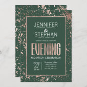 ばら色の金ゴールドのペンキは緑の夕べの披露宴をはね飛ばします 招待状 (正面/裏面)
