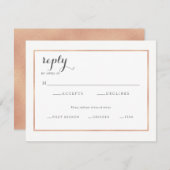 ばら色の金ゴールドのボーダーモダンな結婚式の応答カード 出欠カード (正面/裏面)