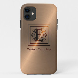 ばら色の金ゴールドのモノグラムE iPhone 11 ケース