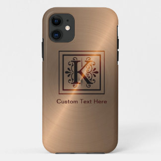 ばら色の金ゴールドのモノグラムK iPhone 11 ケース
