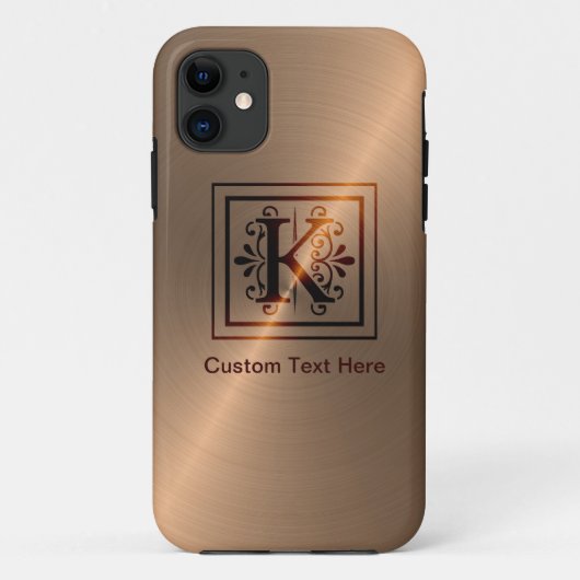ばら色の金ゴールドのモノグラムK Case-Mate iPhoneケース (裏面)