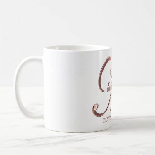 ばら色の金ゴールドのモノグラムMのカスタムな文字のベストの隣人 コーヒーマグカップ (左)
