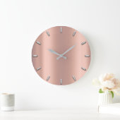 ばら色の金ゴールドのモモのピンクの灰色の金属銀製のミニマル ラージ壁時計 (ホーム)
