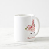 ばら色の金ゴールドのユニコーン/水彩画のピンクのバラ コーヒーマグカップ (正面右)
