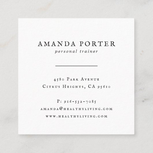 ばら色の金ゴールドのロゴ|のパーソナルトレーナー、フィットネスの体育館 スクエア名刺 (裏面)