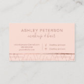 ばら色の金ゴールドの三角形の赤面の毛の化粧のタイポグラフィ 名刺 (裏面)