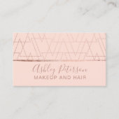 ばら色の金ゴールドの三角形の赤面の毛の化粧のタイポグラフィ 名刺 (正面)