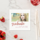 ばら色の金ゴールドの卒業生|の卒業の紙ナプキン スタンダードカクテルナプキン (インサイチュ)